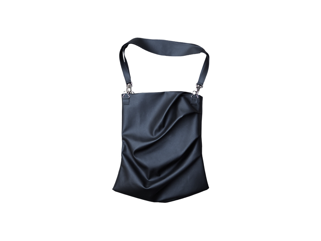 Draped leather bag - Black