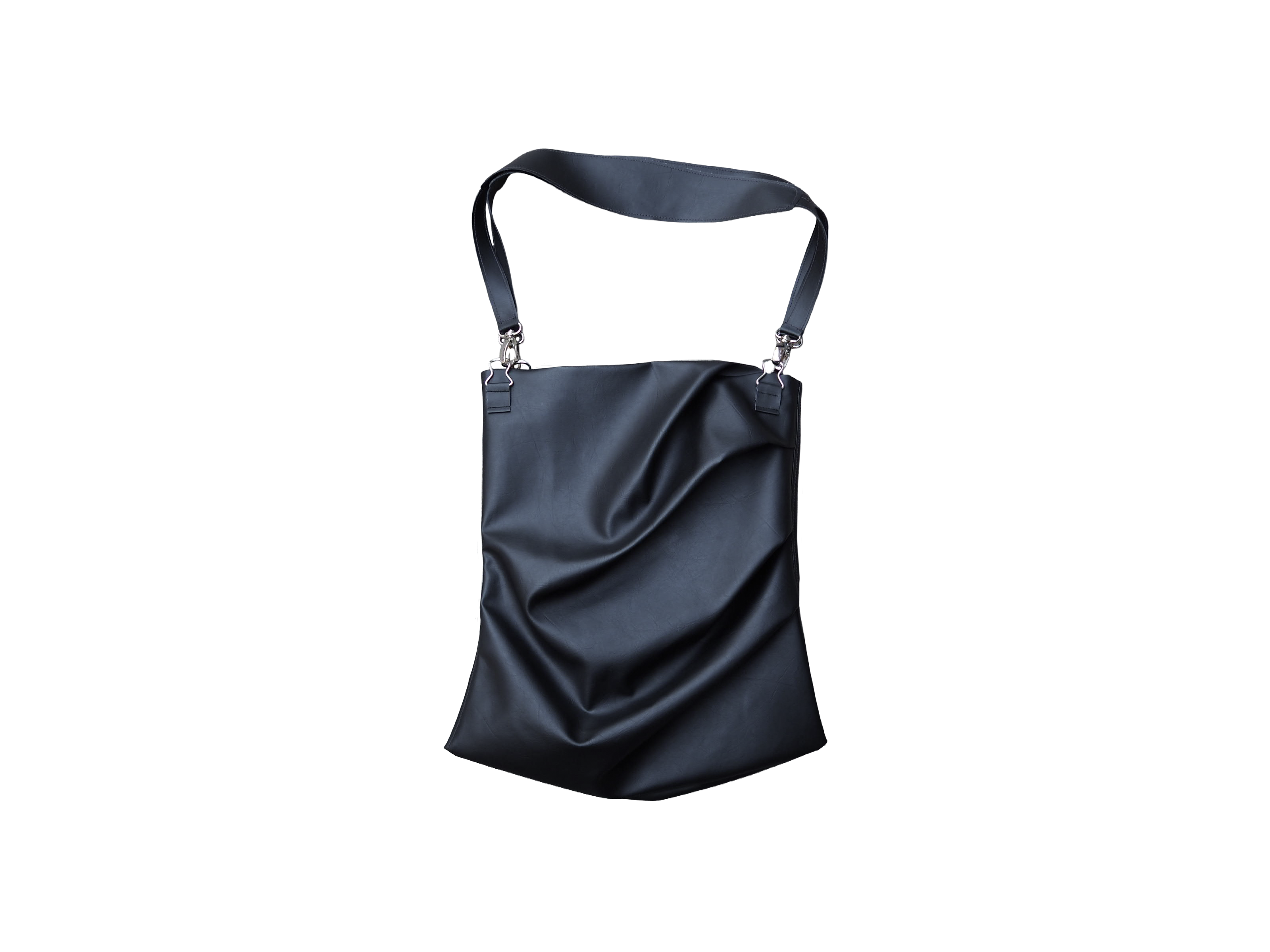 Draped leather bag - Black