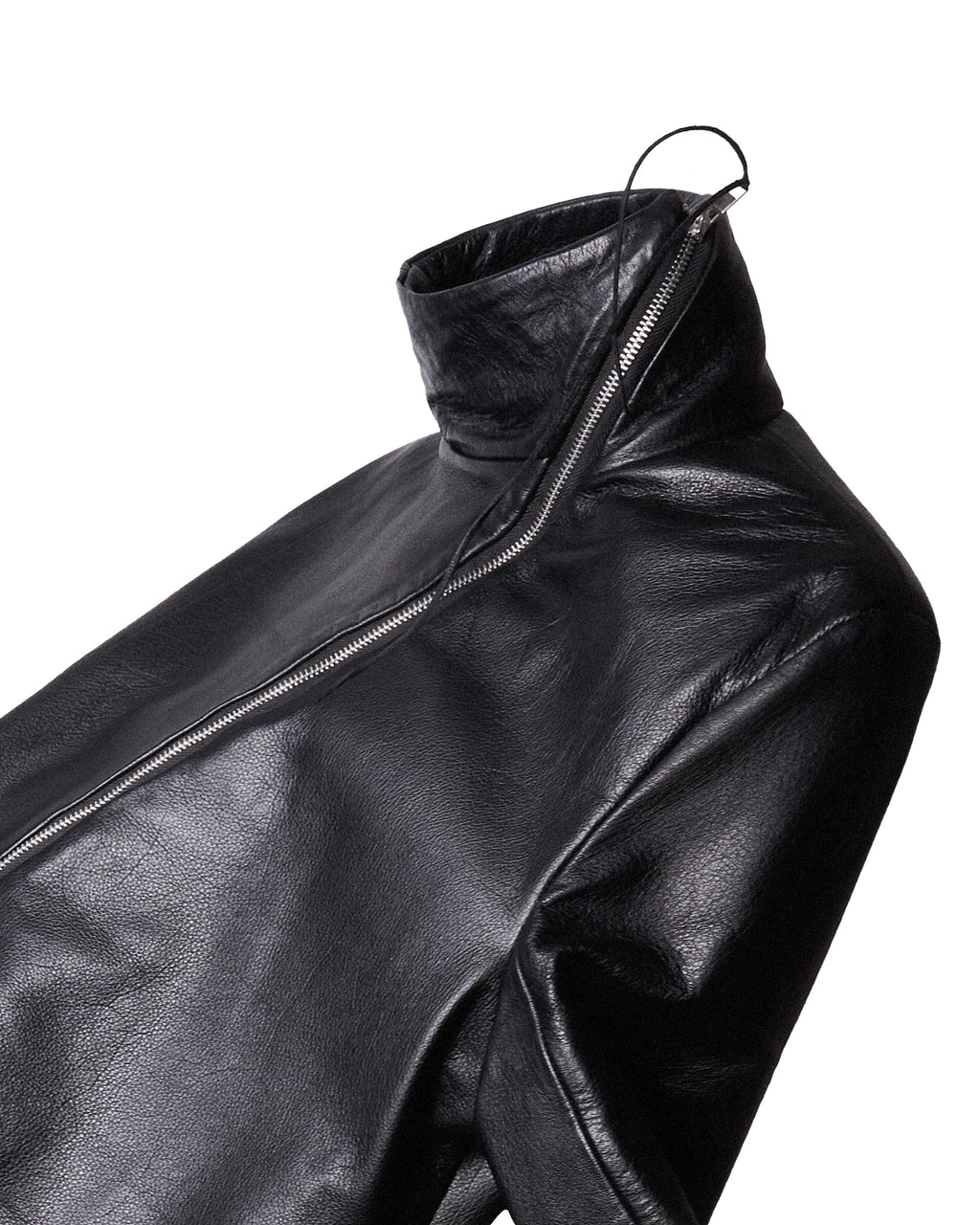 backslit thumbhole leather jacket black