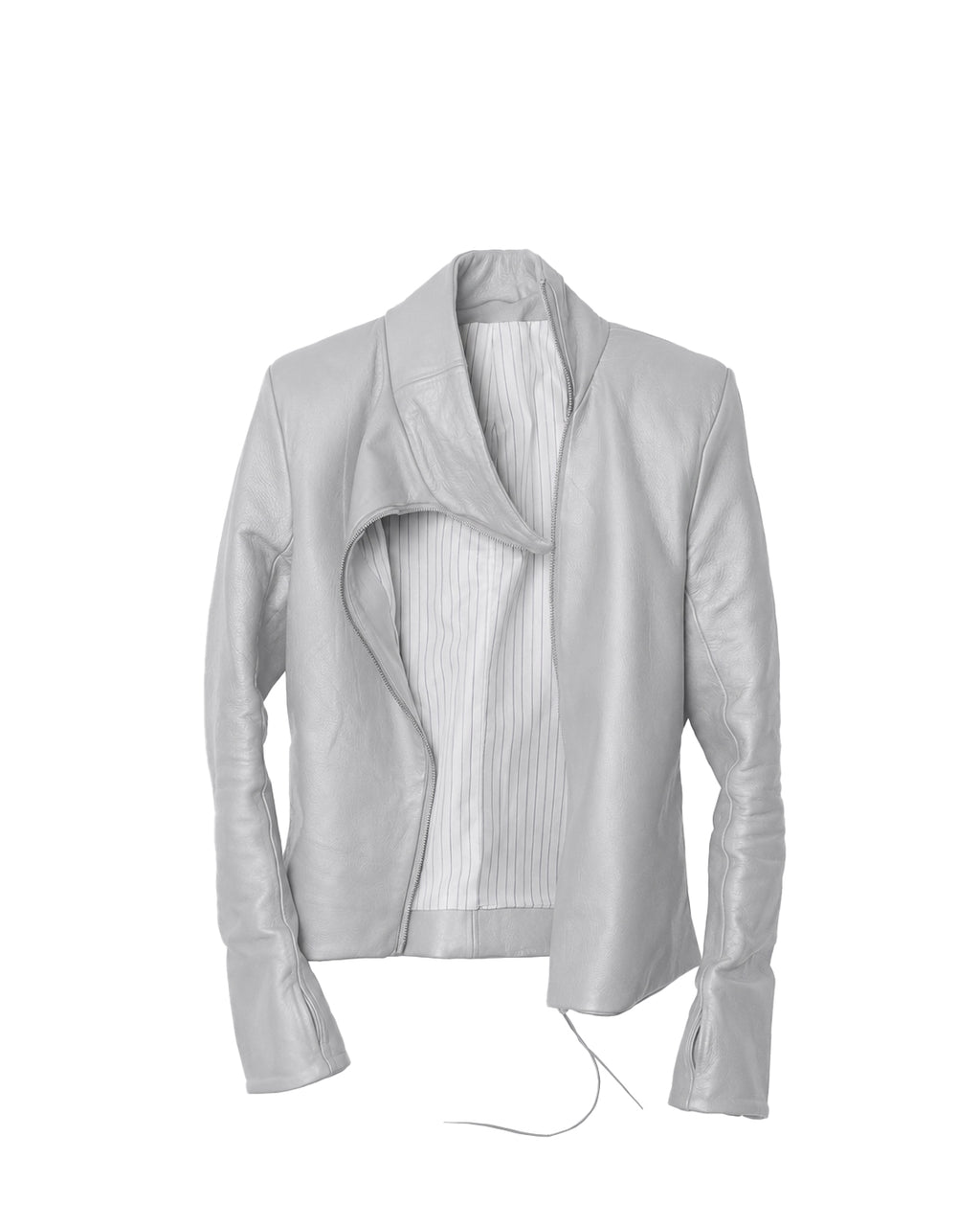backslit thumbhole leather jacket white