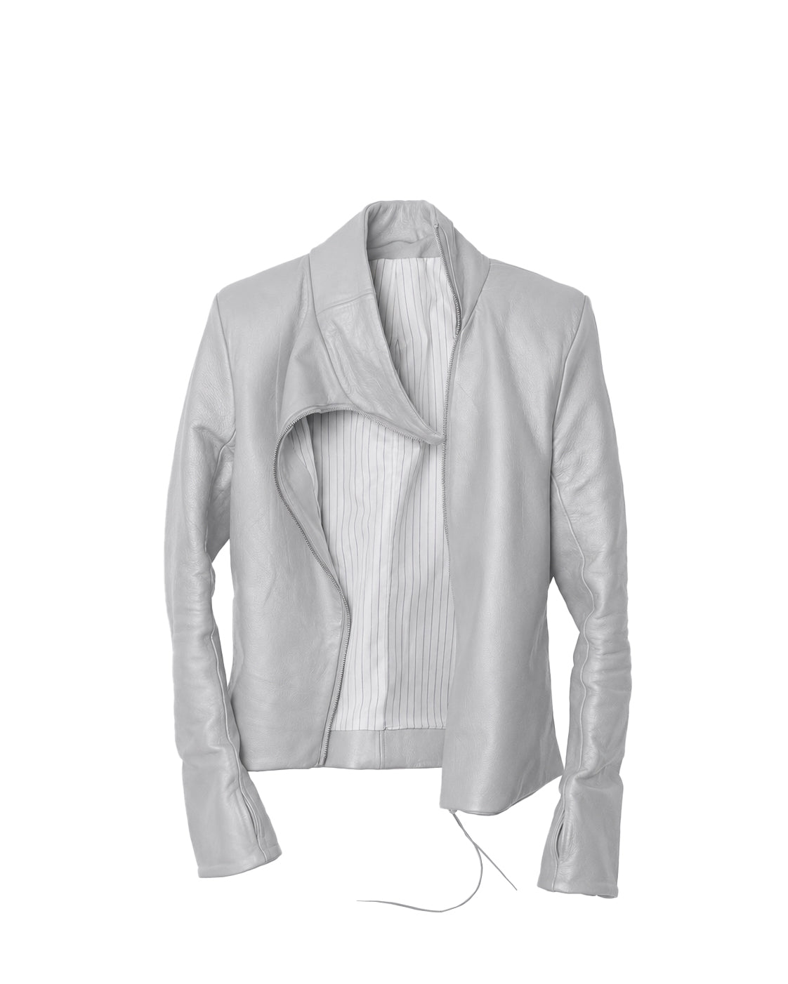 backslit thumbhole leather jacket white
