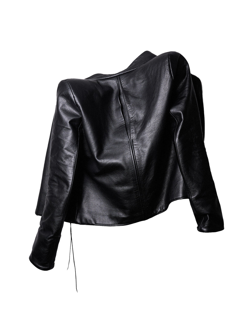 backslit thumbhole leather jacket black