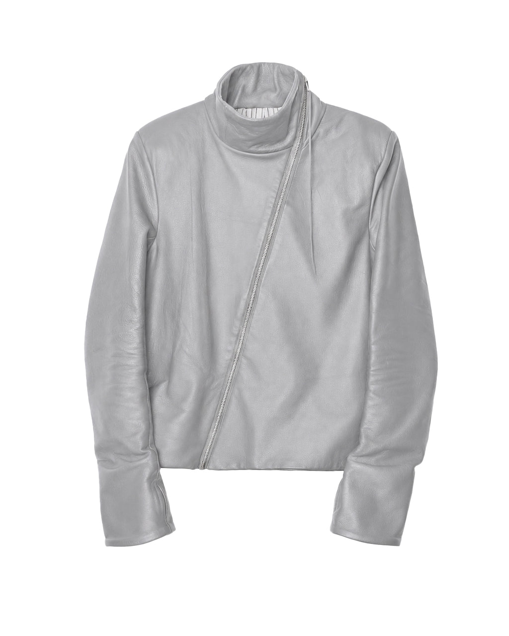 backslit thumbhole leather jacket white