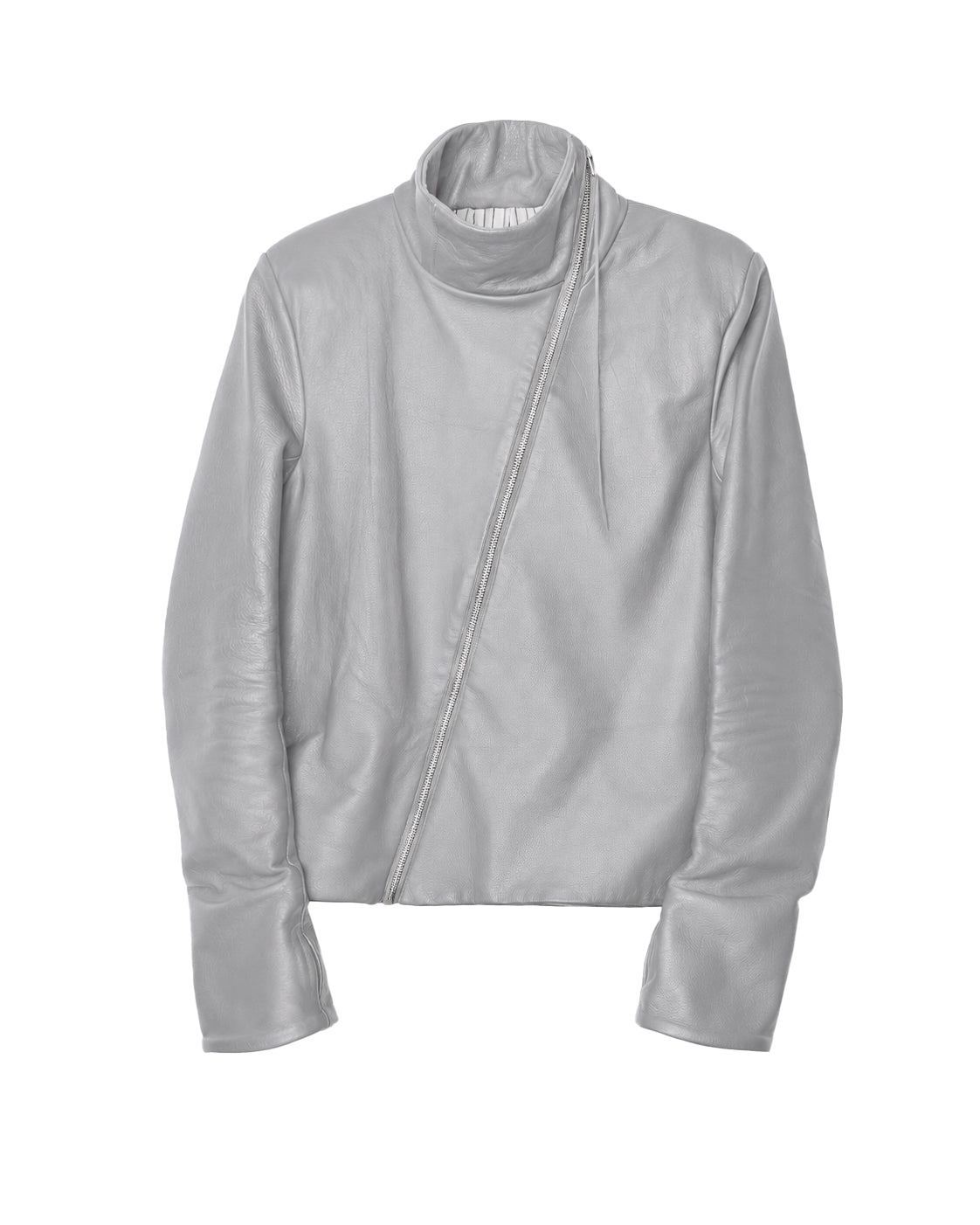 backslit thumbhole leather jacket white
