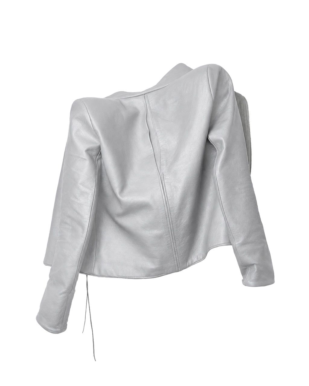 backslit thumbhole leather jacket white