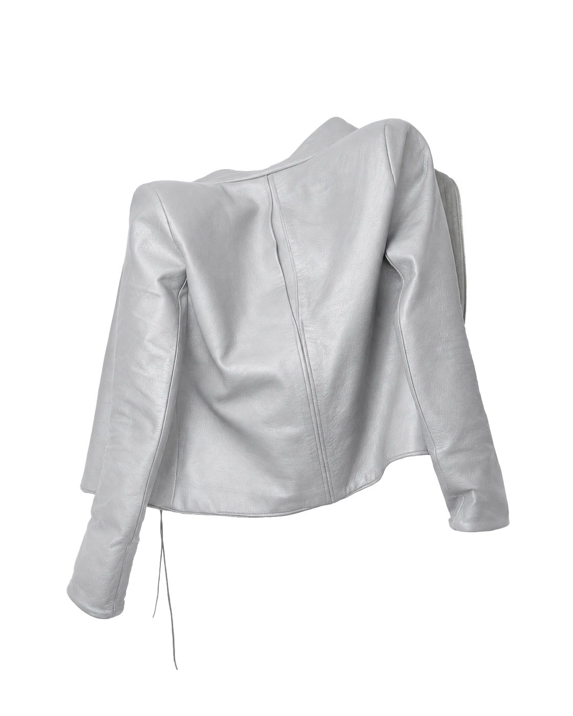 backslit thumbhole leather jacket white