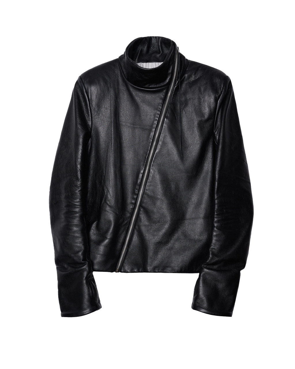 backslit thumbhole leather jacket black