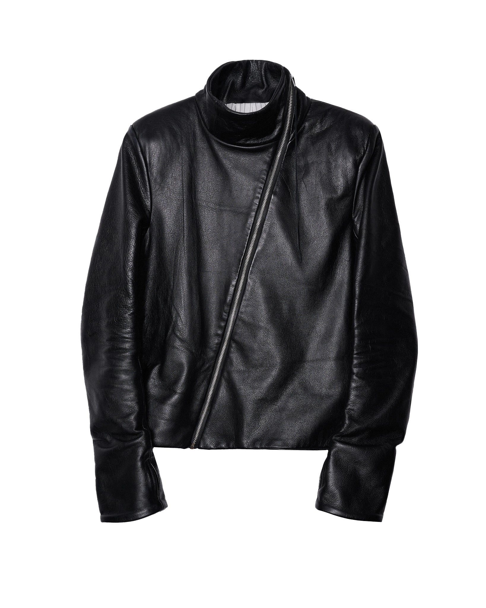 backslit thumbhole leather jacket black