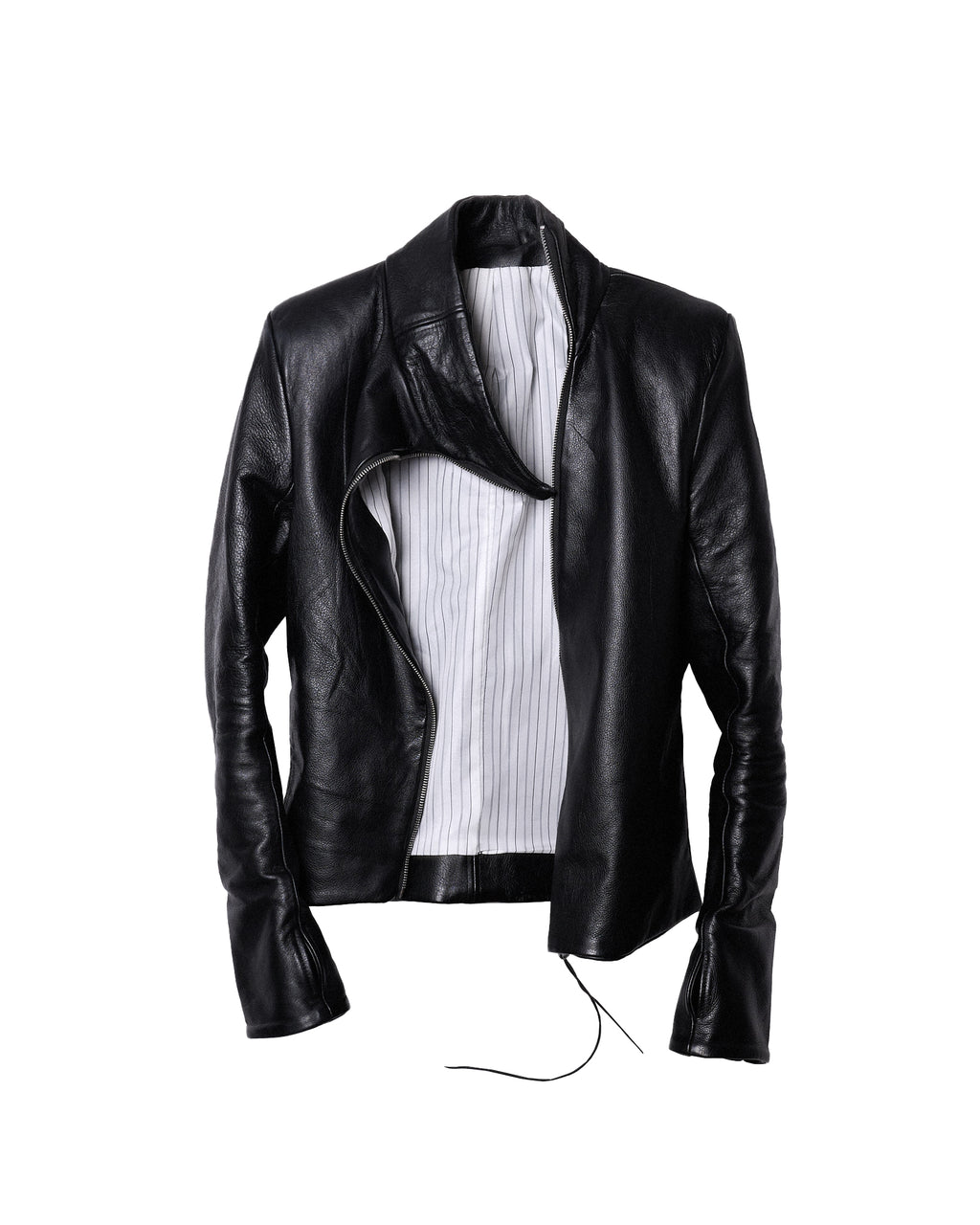 backslit thumbhole leather jacket black