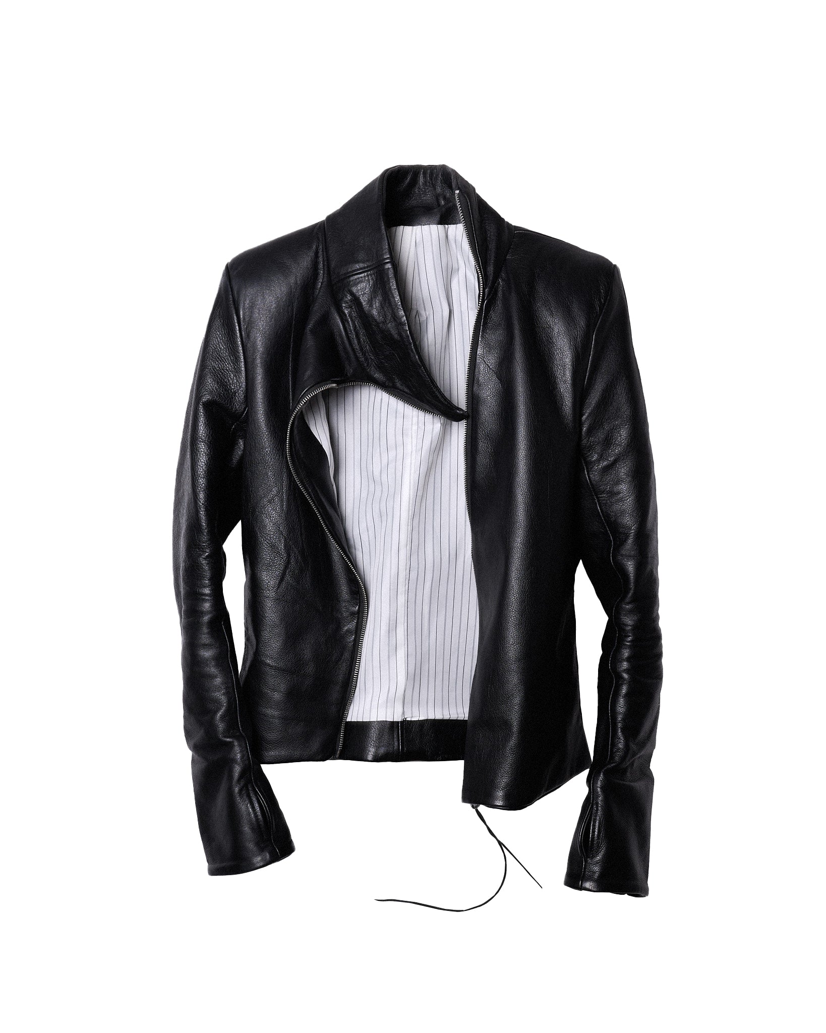 backslit thumbhole leather jacket black
