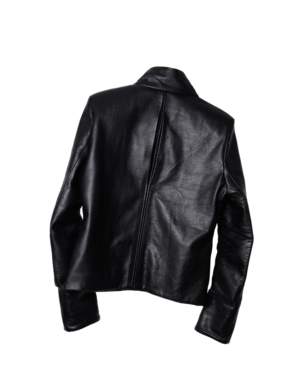 backslit thumbhole leather jacket black