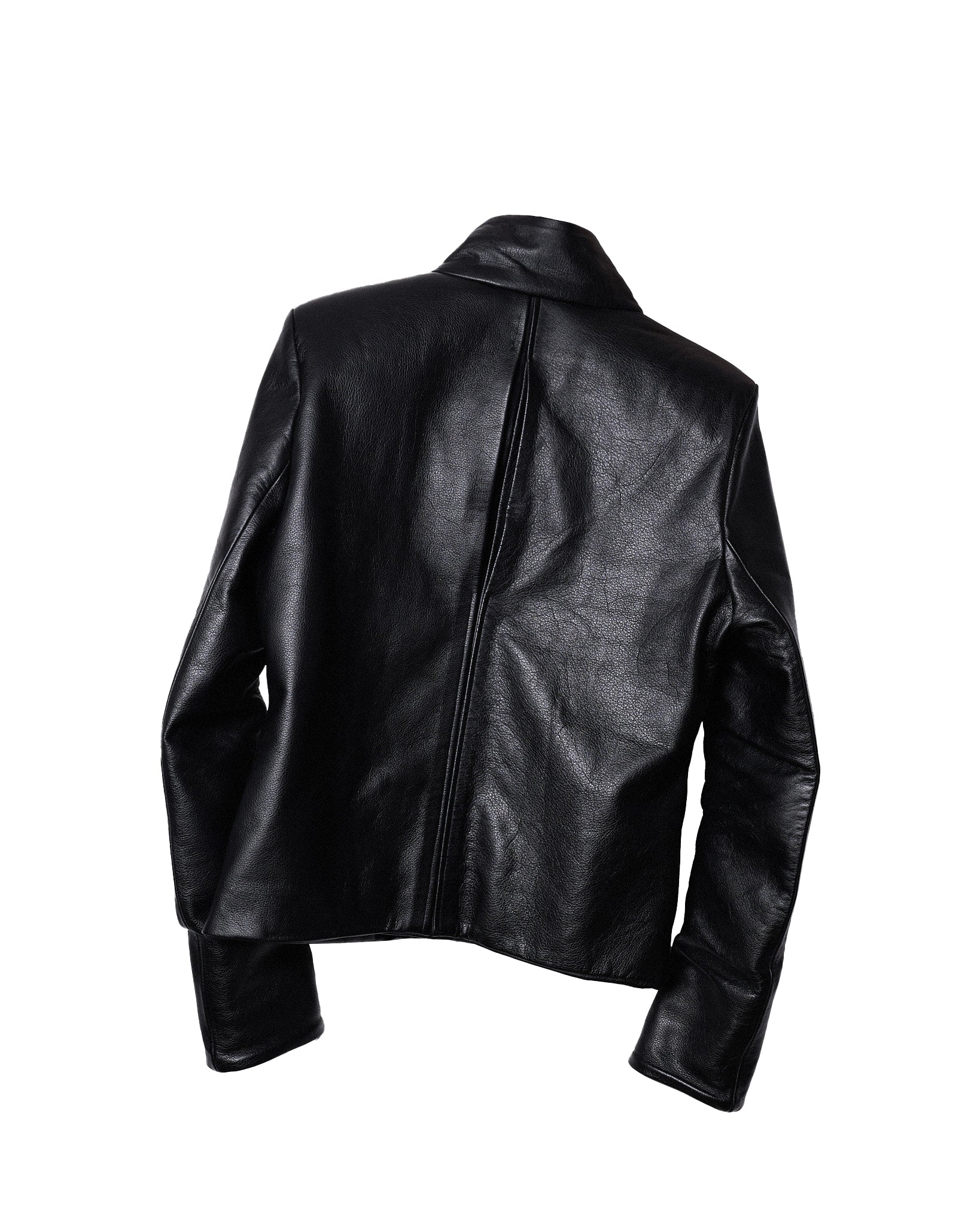 backslit thumbhole leather jacket black