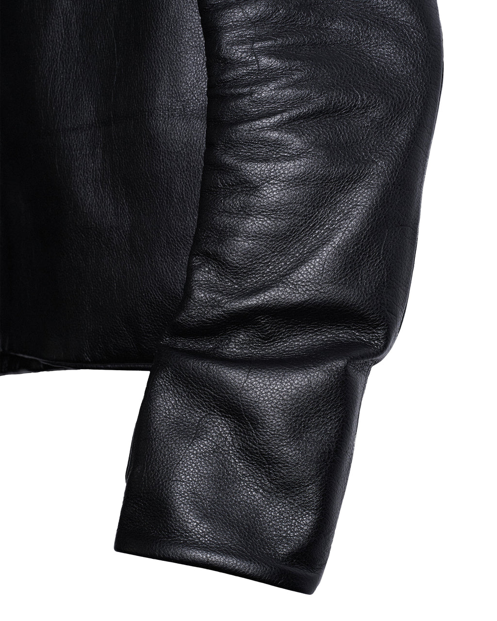 backslit thumbhole leather jacket black