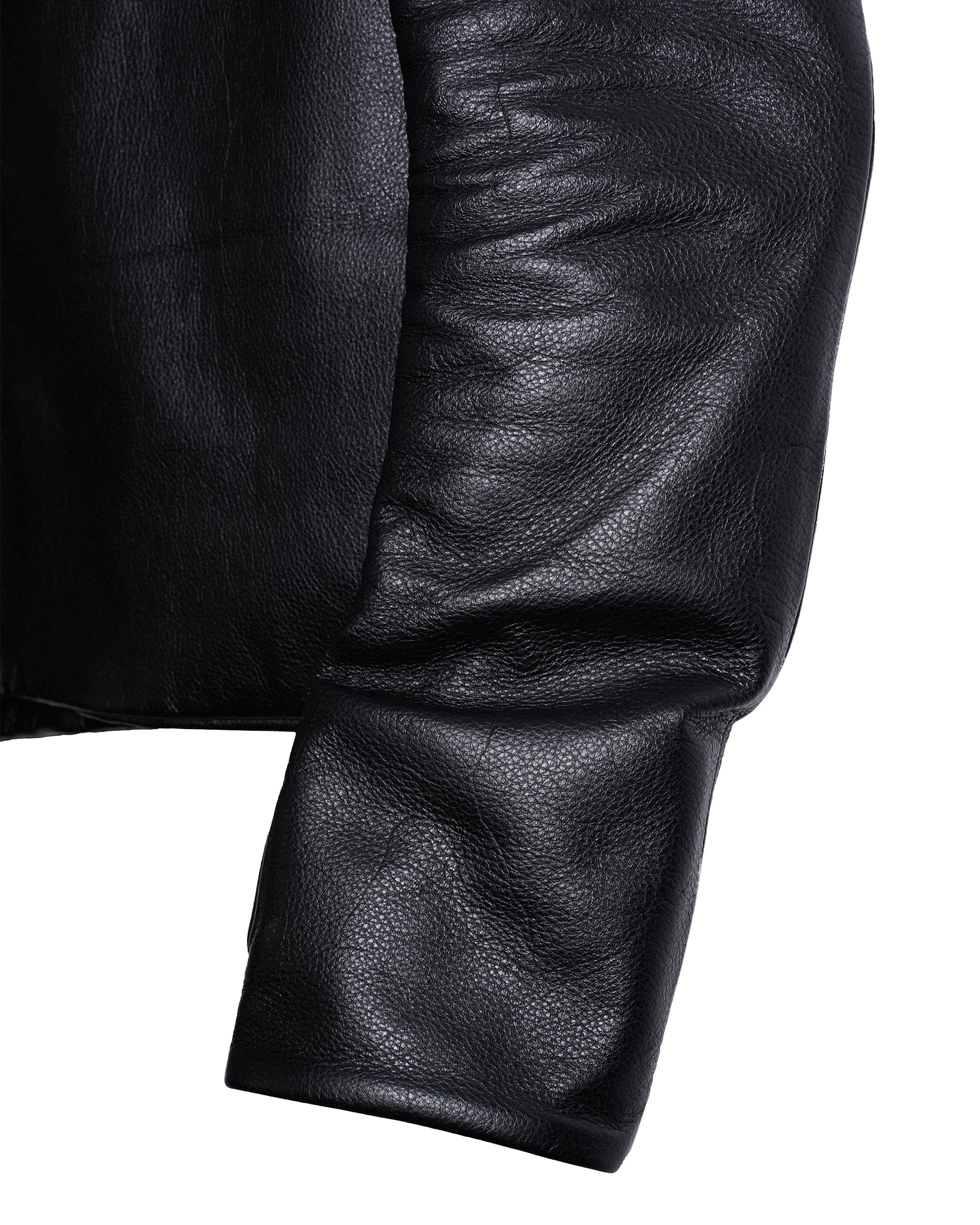 backslit thumbhole leather jacket black