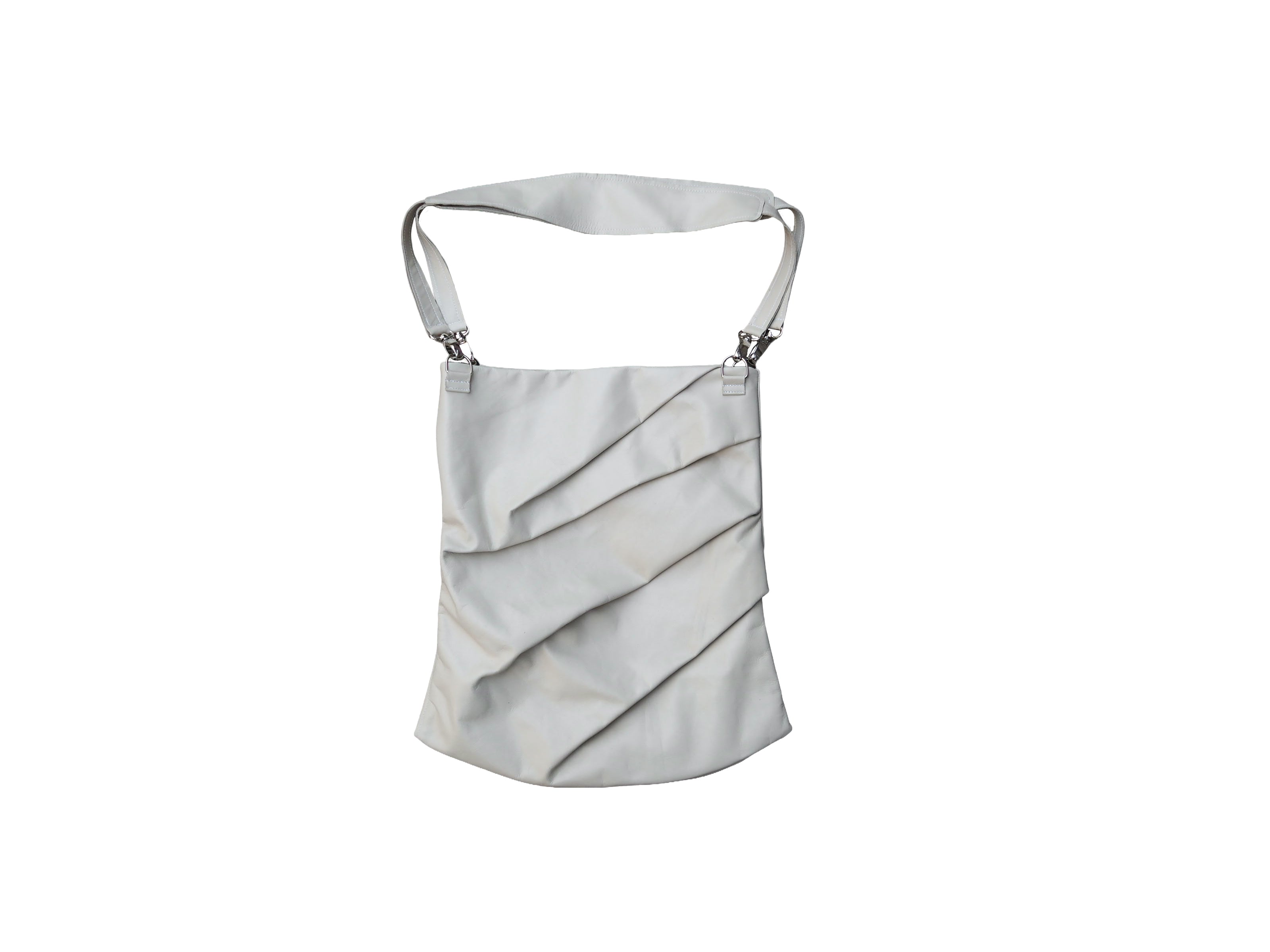 Draped leather bag - Cream