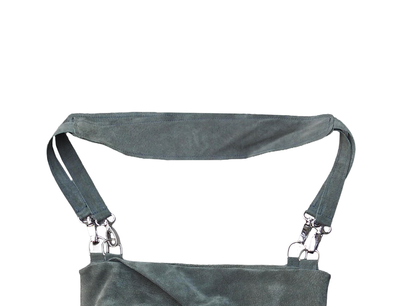 Draped leather bag - verdigris suede