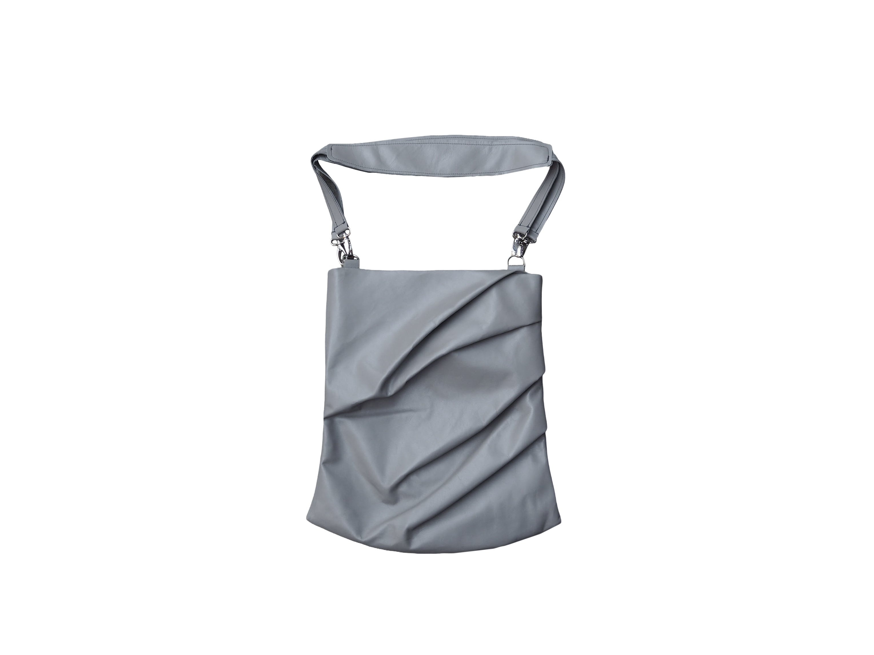 Draped leather bag - Grey