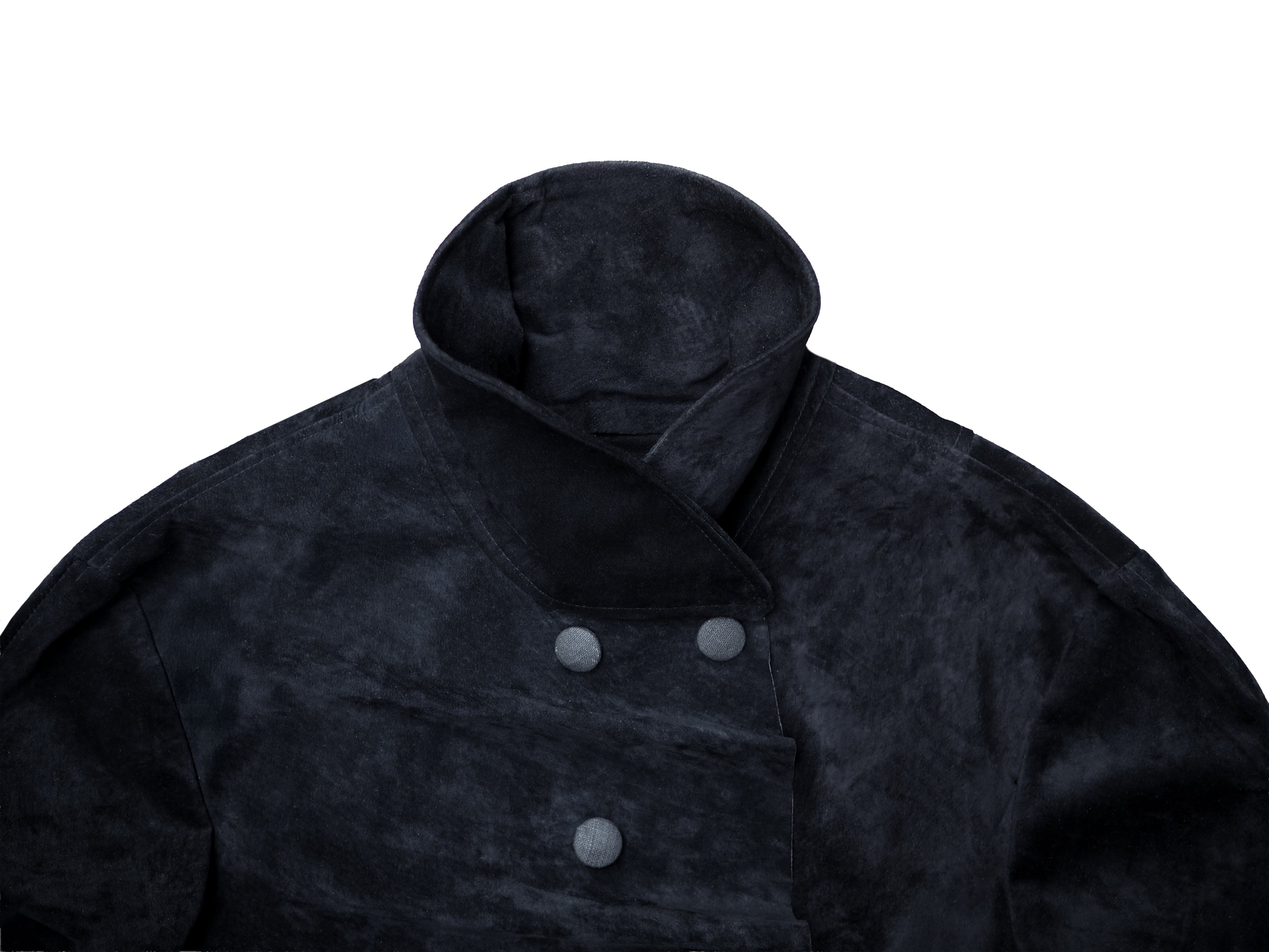 Asymetrical draped suede jacket
