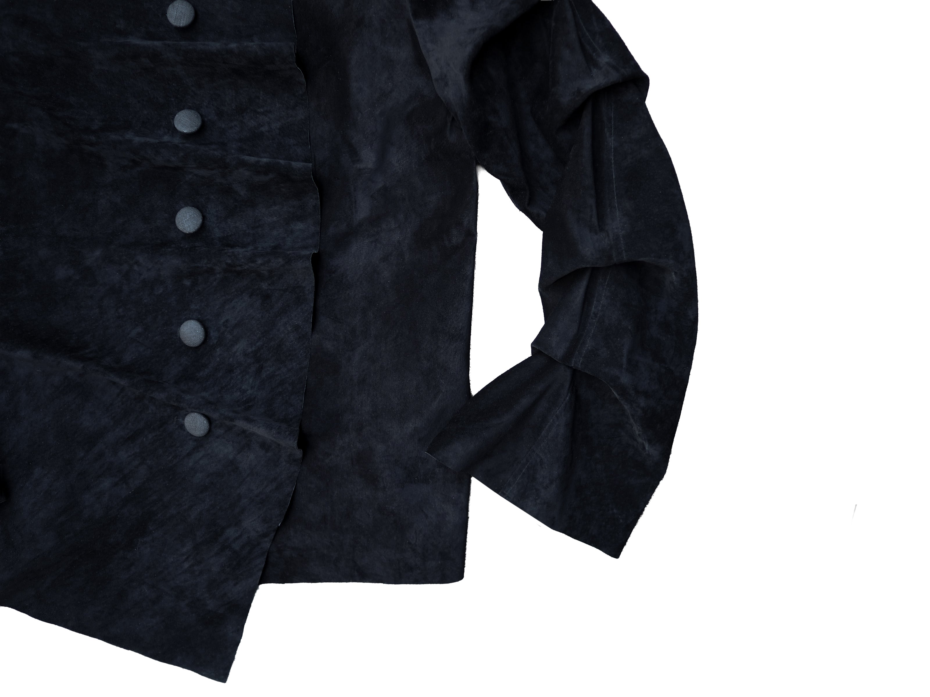Asymetrical draped suede jacket
