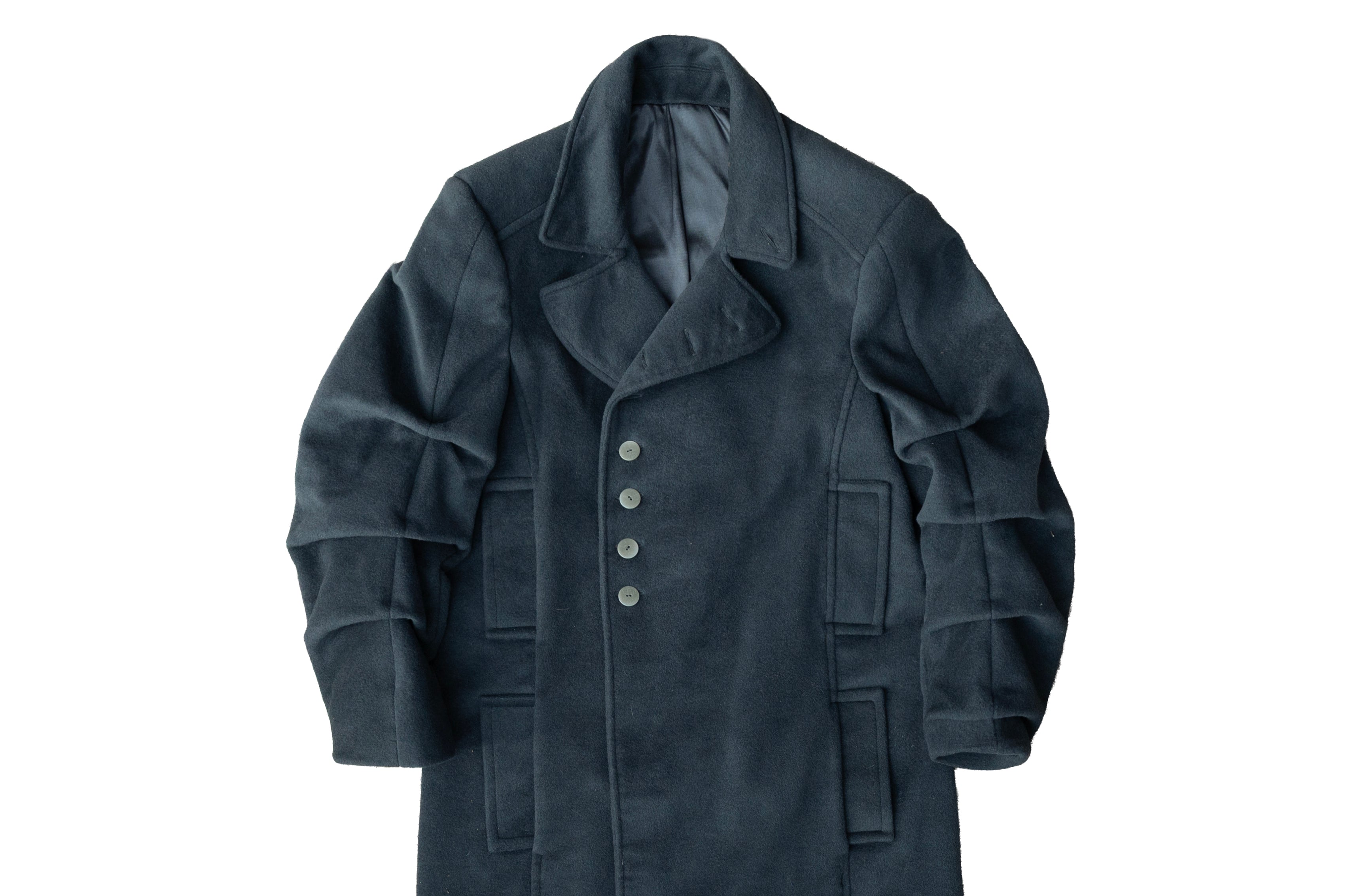 Stacked sleeves wool overcoat