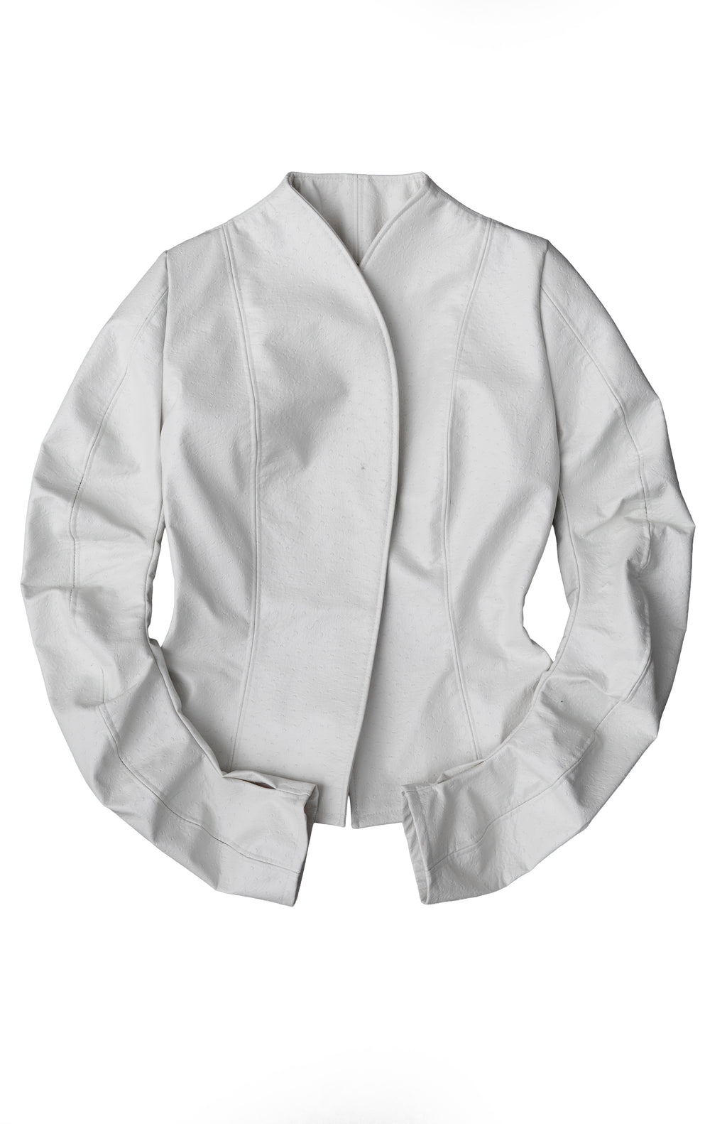 curved sleeves ostrich leather jacket