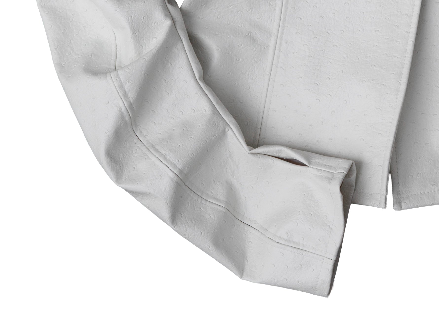 curved sleeves ostrich leather jacket