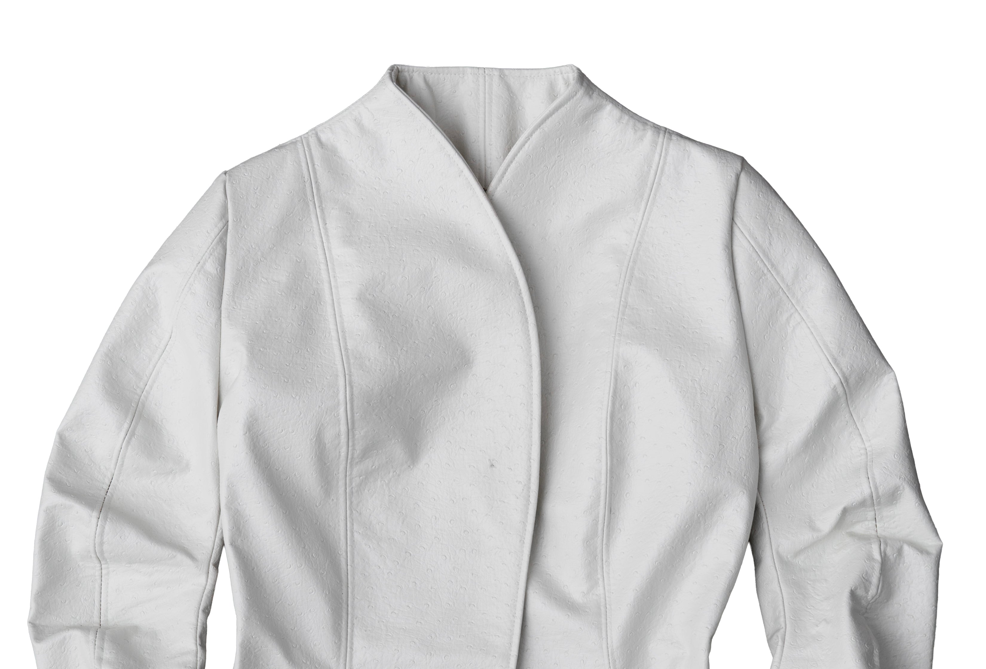 curved sleeves ostrich leather jacket