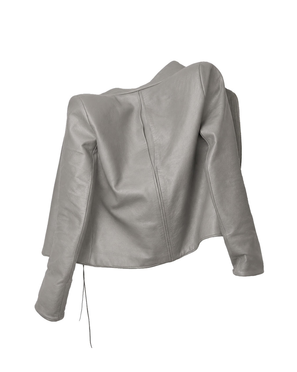 backslit thumbhole leather jacket grey