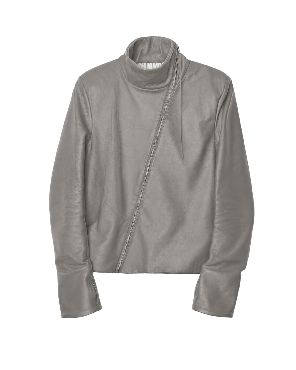 backslit thumbhole leather jacket grey