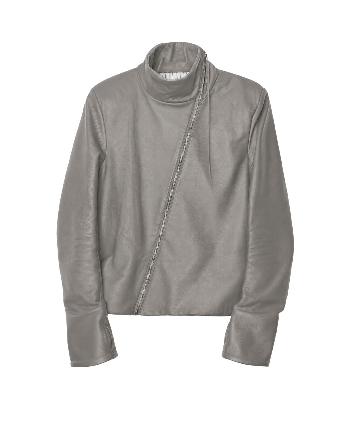 backslit thumbhole leather jacket grey